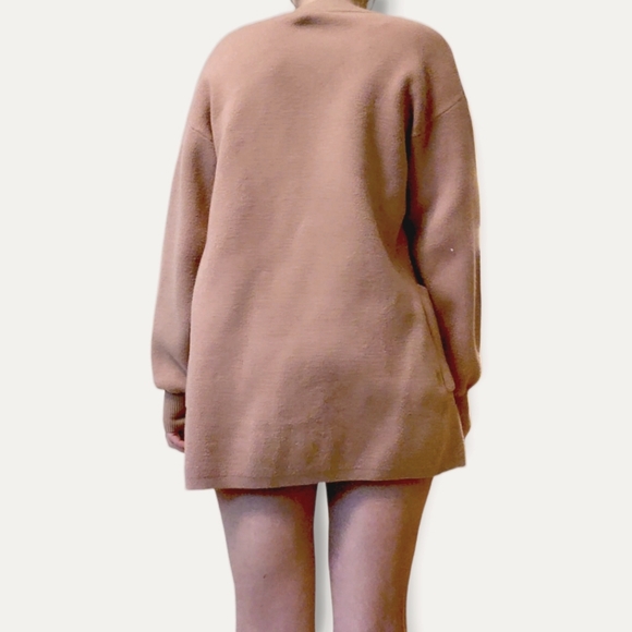 Simons Twik nude pink oversized open cardigan with pockets - Picture 7 of 8